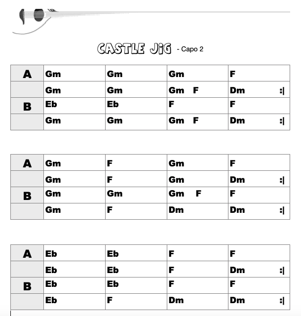 Irish Bouzouki: Accompanying Tunes in Am with Gm-Chords Capo 2