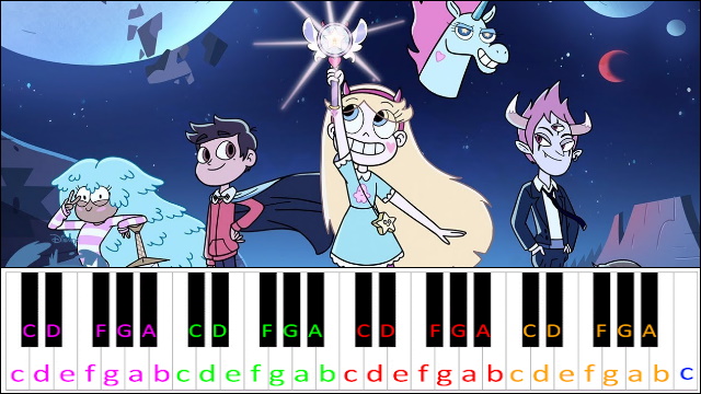 Star vs the Forces of Evil - Intro Piano / Keyboard Easy Letter Notes for Beginners