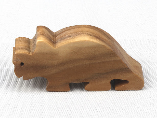 Wood Toy Dinosaur Triceratops Handmade Wooden Freestanding Stackable Itty Bitty Toy Animal Cutout