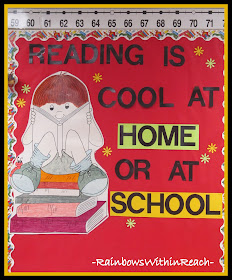 photo of: Bulletin Board: Reading is Cool at Home or at School (Back to School Bulletin Board RoundUP via RainbowsWIthinReach) 