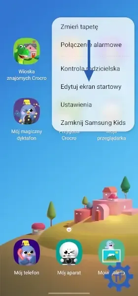 Przycisk edytuj ekran startowy w trybie dla dzieci