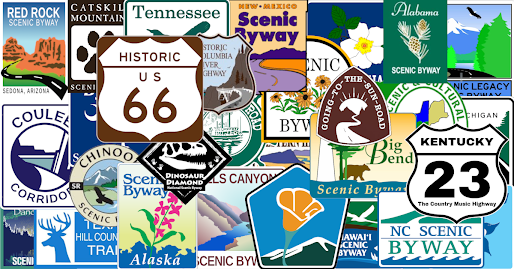 Plates Across America Route Sign Collage