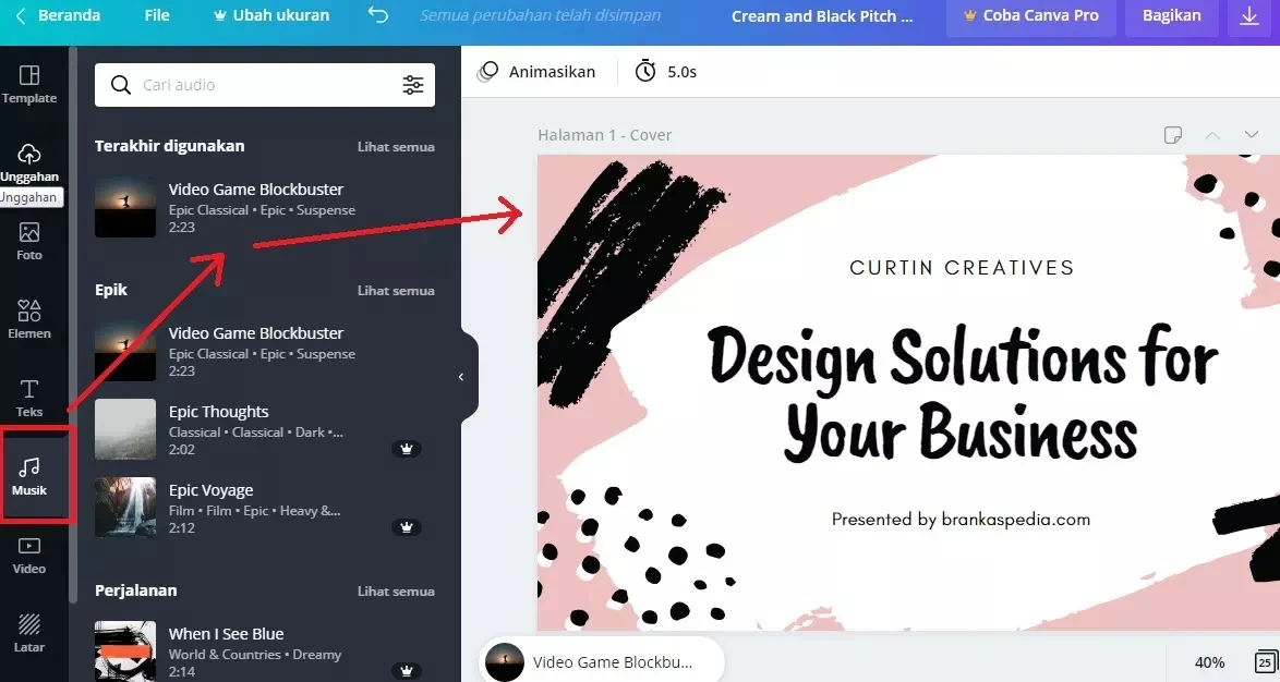 Cara Menambahkan Musik ke Canva