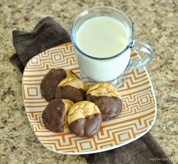 Chocolate Dipped Peanut Butter Cookies // www.maybematilda.com