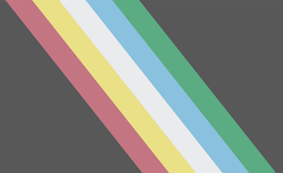 "July is disability pride month" on a black background. Red, gold, white, blue and green stripes run from the top left to the near bottom right.