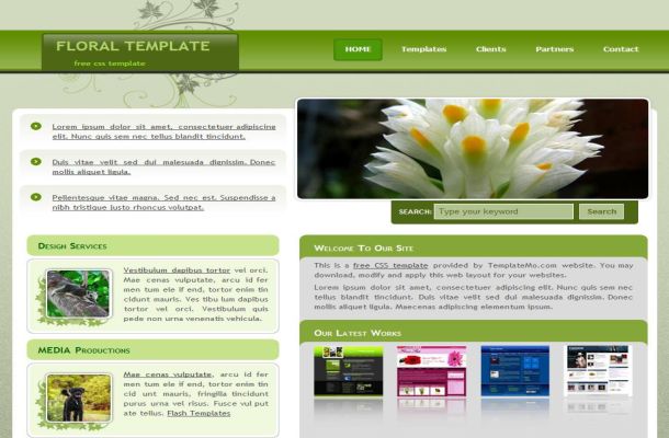 Free Floral Green Nature CSS Website Template