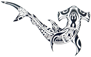 Tribal shark tattoo art design