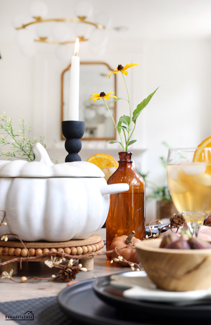 Soup bowl pumpkin as centerpiece