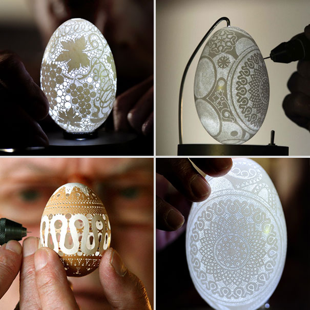 卵の殻に描かれた繊細すぎるアート。卵に光る模様が現れた？？【a】