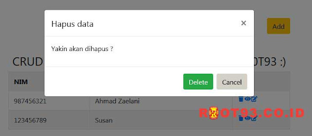 Membuat Kofirmasi Delete Data Menggunakan Modal Bootstrap - ROOT93