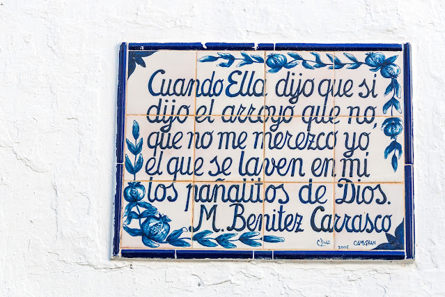 Azulejo en la fachada de una casa de Lanjarón