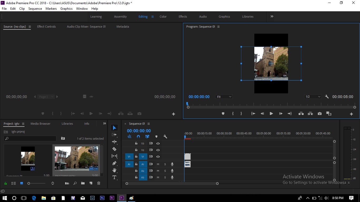 Cara Edit Video Vertical IGTV Menggunakan Adobe Premiere 