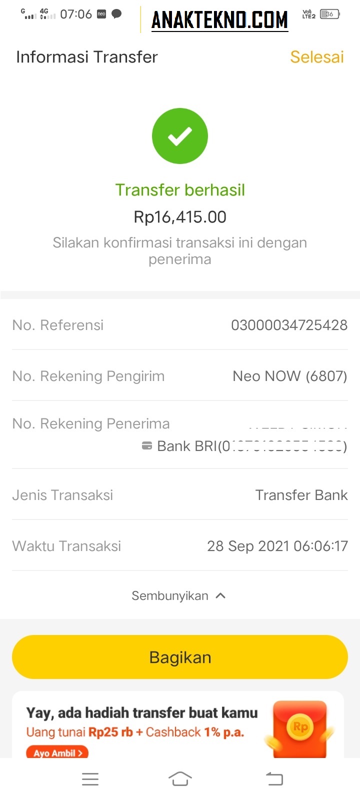 Bukti Pembayaran Aplikasi Neo+