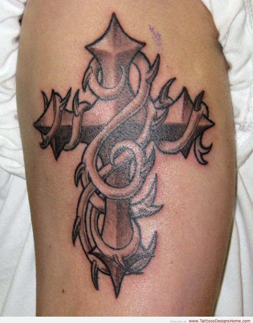 Cross Tattoos For Men With Banners Free cross tattoo designs
