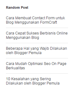 Cara Memasang Widget Random Post Super Ringan di Blog