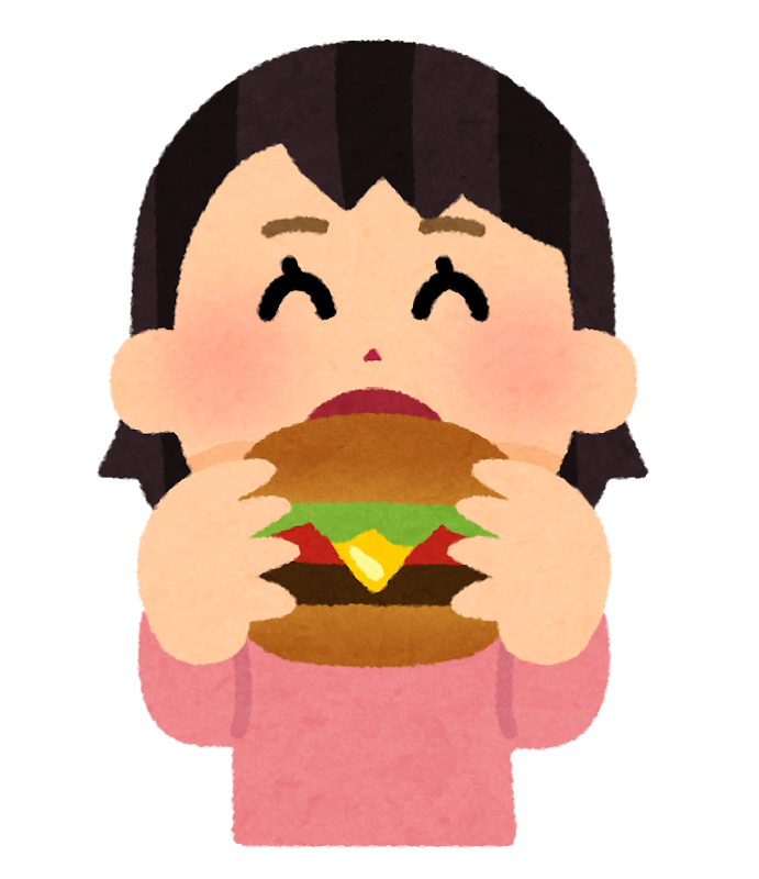 ハンバーガーを食べる人のイラスト 女性 かわいいフリー素材集 いらすとや