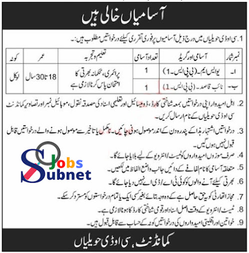 Central Ordnance Depot COD Havelian Pakistan Army Jobs 2023 Advertisement