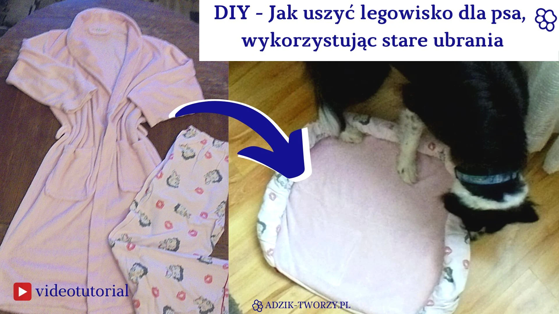Legowisko dla psa DIY ze starych ubrań - blog o szyciu Adzik-tworzy.pl