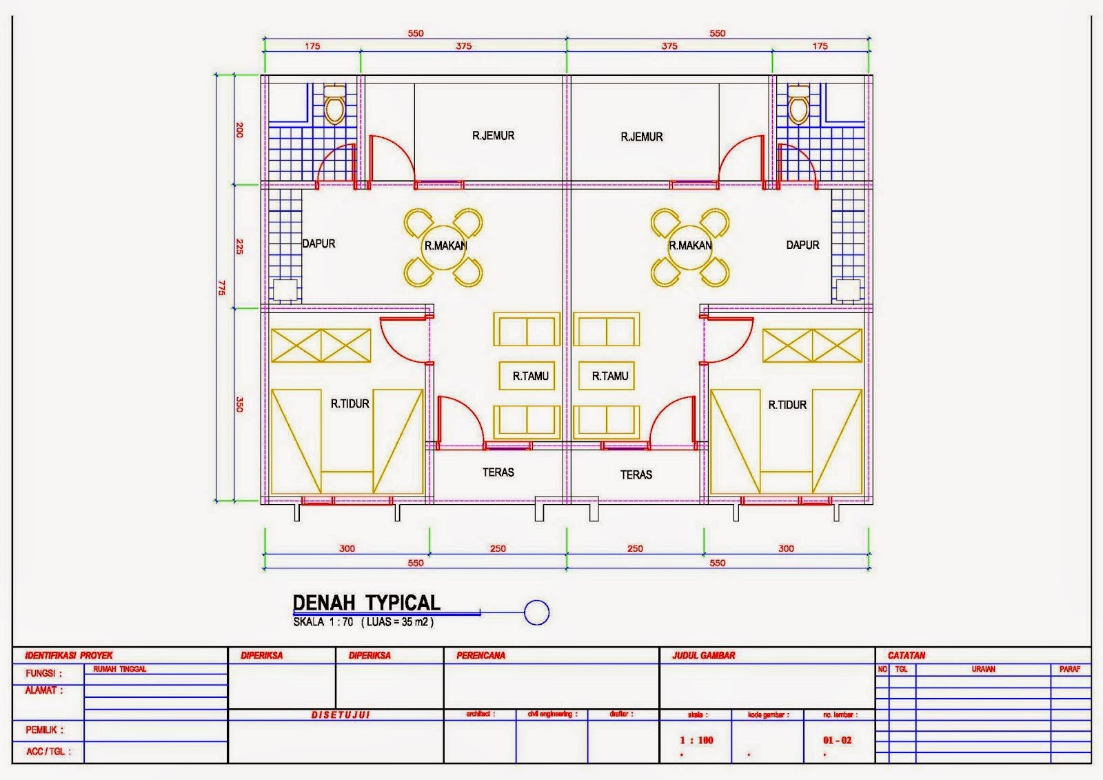 4 Gambar Denah Rumah Petak Yang Minimalis Rumahminimalisprocom