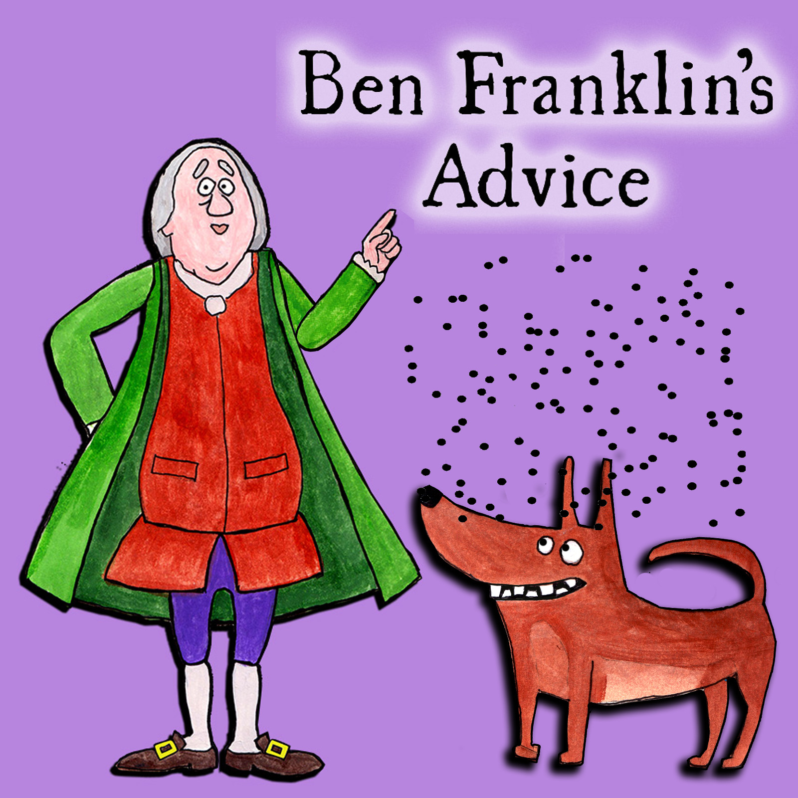Ben Franklin with a dog with fleas