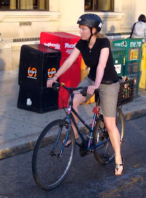 lady cyclist in Boston