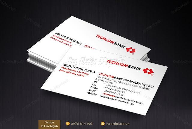 Mẫu card visit ngân hàng Techcombank