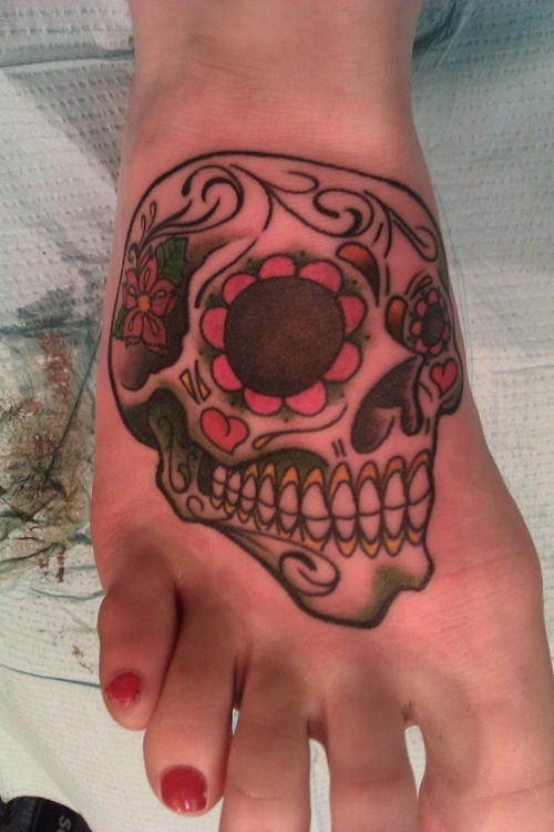 Women Foot Skull Tattoos Picture 4