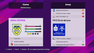 eFootball PES 2020 PS4 Option File Ekstraklasa League