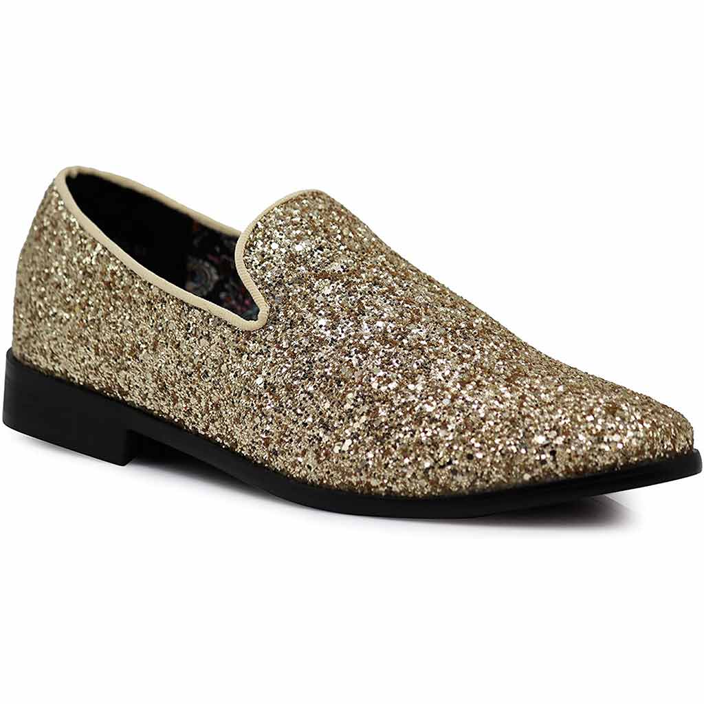 Men's Vintage Glitter Dress Loafers Slip On Shoes Classic...