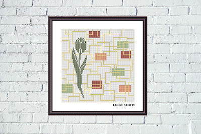 Abstract tulip Scandinavian flower cross stitch - Tango Stitch