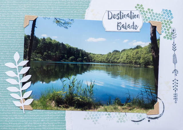 Page d'album scrap : lac et destination balade