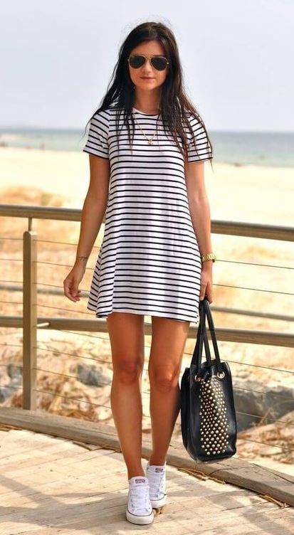How to Wear Sneakers with a Dress