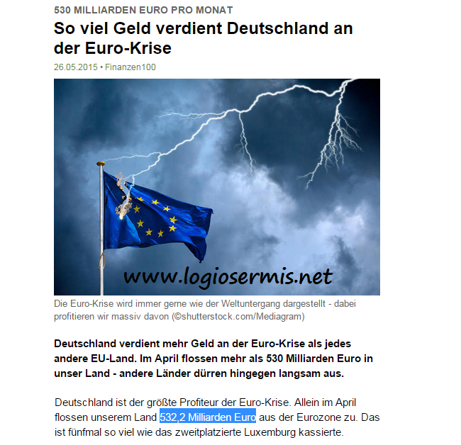  530 δις ευρώ σε έναν μήνα κέρδισε η Γερμανία από την κρίση του ευρώ!
