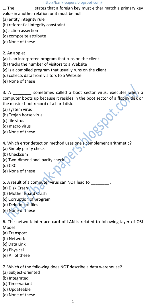 computer question paper