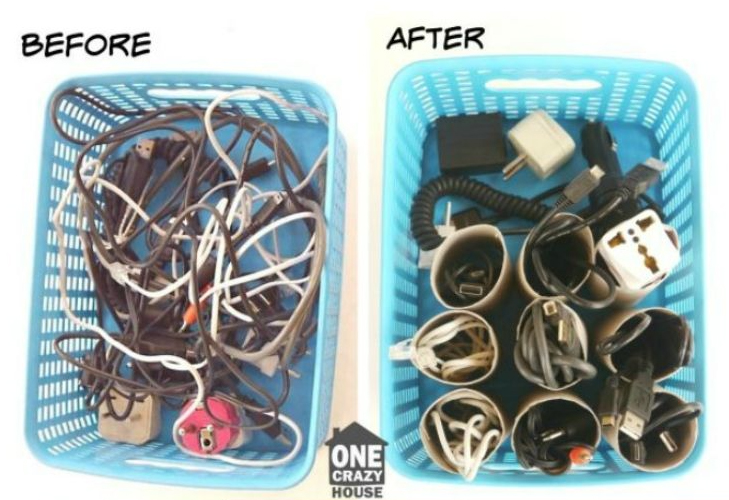 Brillante idea para guardar los cables, cargadores o conectores de forma  ordenada.