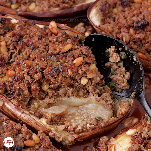 Aubergines farcies à l'agneau et aux pignons d'Ottolenghi 