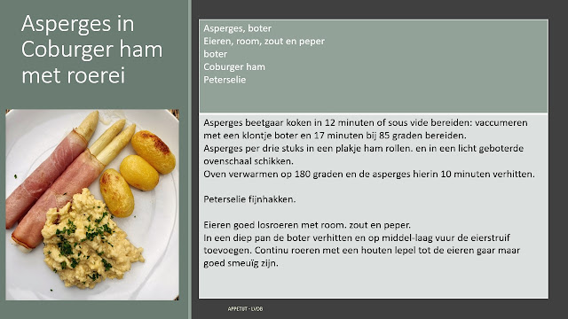 Receptfiche Asperges in Coburger ham met roerei