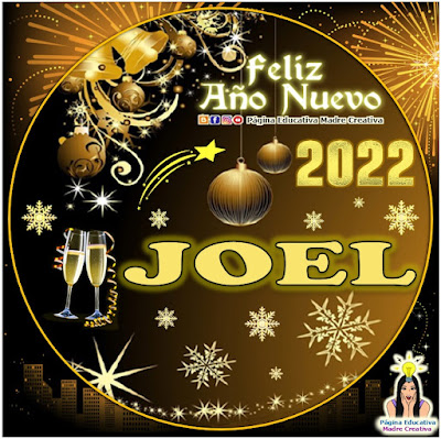 Nombre JOEL por Año Nuevo 2022 - Cartelito hombre