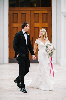 bride and groom take a stroll