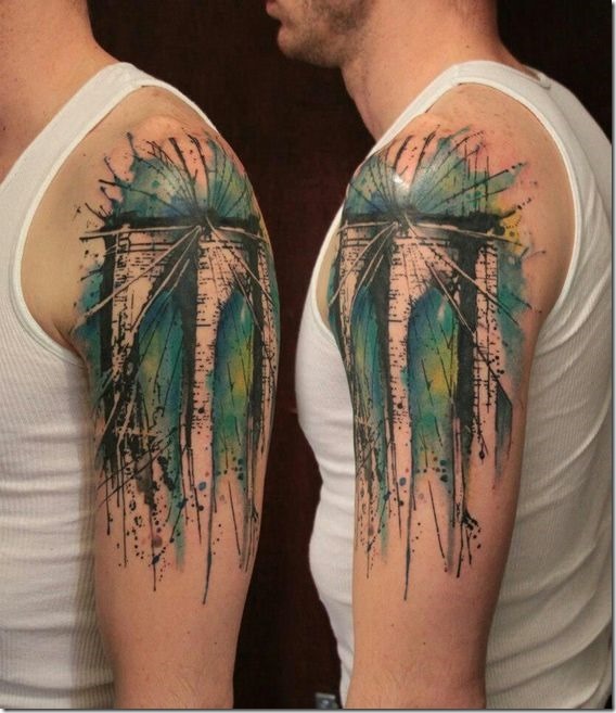 aquarelle_pont_de_brooklyn_bras_tatouage