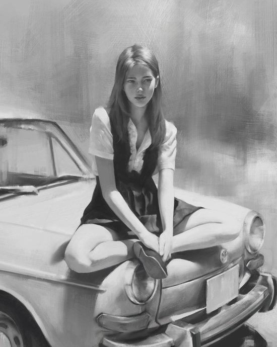 Tim Liu artstation arte ilustrações retratos mulheres beleza preto e branco foto realista