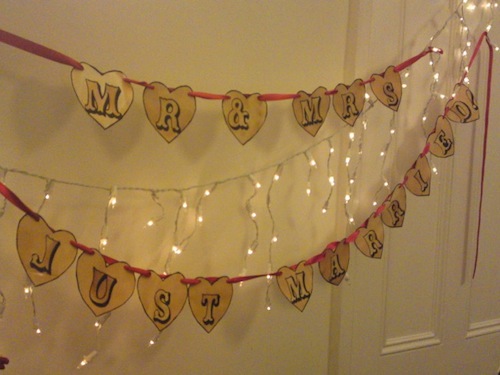 DIY Vintage Wedding Banner Check out Offbeat Bride on how to make your own 