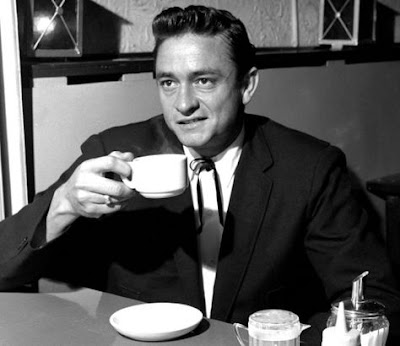 Johnny Cash drinking coffee