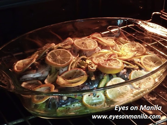 Sea Bass fish in the oven