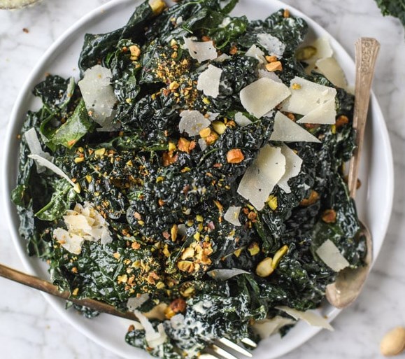 PARMESAN PISTACHIO KALE SALAD #vegetarian #veggies