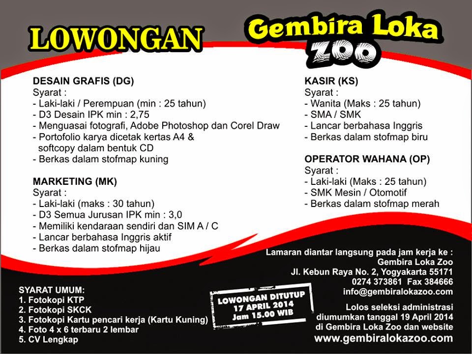 Loker Jogja 2017: Loker Jogja Terbaru 2014 di Gembira Loka ZOO