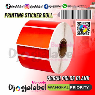 Label Stiker Barcode Red Blank
