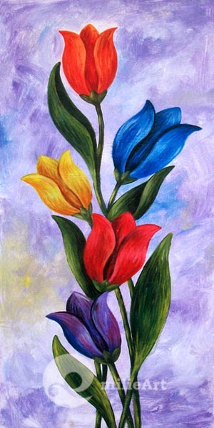 Jual Lukisan Bunga  Tulip 40x80cm MB 064 milieArt Yogyakarta