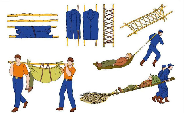 Транспортировка пострадавшего с помощью подручных материалов