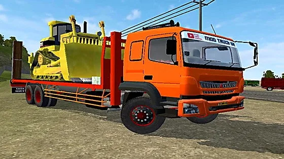 mod bussid truck fuso fj selfloader muatan bulldozer